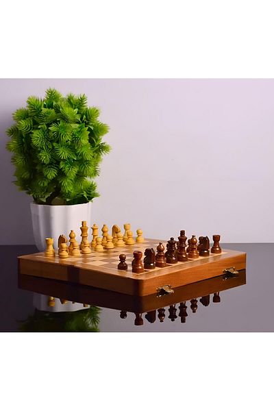 Wolawood Natural Wooden Magnet Chess Set Handmade Foldable Box Special Premium Set with Chamber