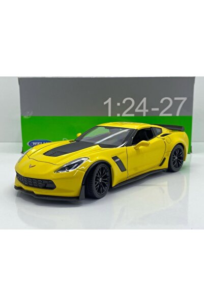 WELLY 1.24 ÖLÇEK CORVETTE Z06 SARI RENK WELLY MARKA LİSANSLI DİECAST METAL ARABA (17CM 18CM)