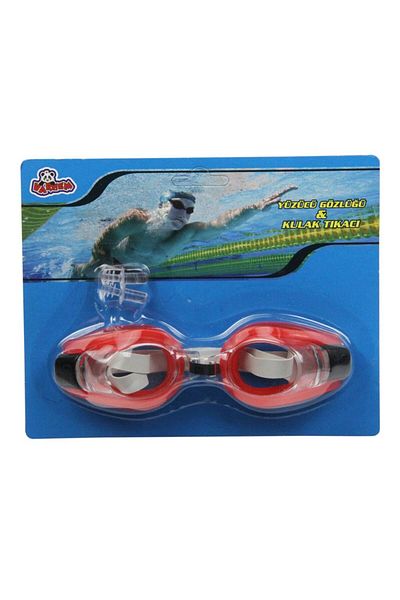 MAİN SHOP Earplugs Vacuum Pool and Sea Swimming Goggles 3-8 Years Old Children M-2088