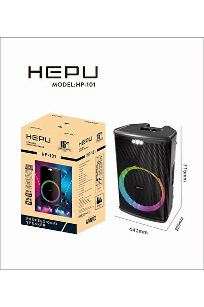 HEPU HP-101 15" 60 w Rms Rgb Süper Bass Taşınabilir Bluetooth Hoparlör