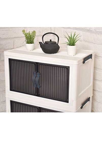 Mutfak Köşesi 4 Katlı Portatif Çok Amaçlı Kapaklı Organizer - İstiflenebilir Mutfak ve Kiler Dolabı