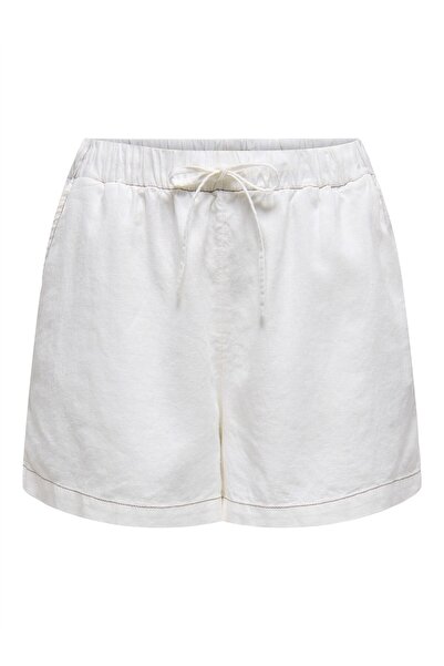 ONLY ONLCARO MW LINEN B - Women's White Pull-Up Shorts CC PNT -15314055