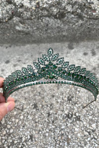 Hobigram Daniela Green Bridal Henna Crown Special Occasion Accessory Women's Crown Hair Accessory – Crown, Crystal Stone