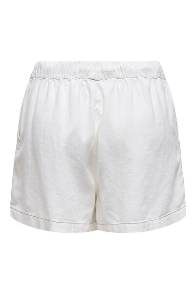 ONLY ONLCARO MW LINEN B - Women's White Pull-Up Shorts CC PNT -15314055