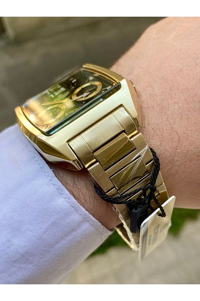 Reward Men's Wrist Watch Waterproof Gold Color Steel Cord Bracelet Gift