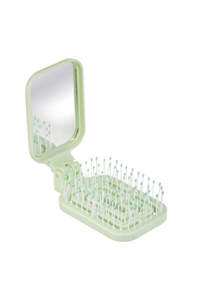 MYONNA IT & E- COMMERCE Perie de păr pliabilă cu oglindă, verde cu ursuleț ro...