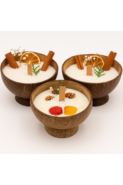 EL YAPIMI Gerçek Hindistan Cevizi Kasesinde Hindistan Cevizi Kokulu Dekoratif...