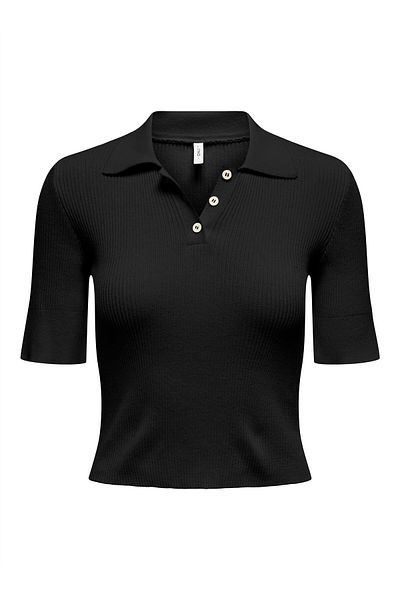 ONLY Onlelectra Life Ss Polo Neck Knt Women's Black Sweater - O15341689