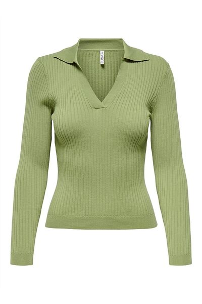 ONLY Onlnima Life Ls Polo Pullover Cc Knt Women's Green Sweater - 15344231