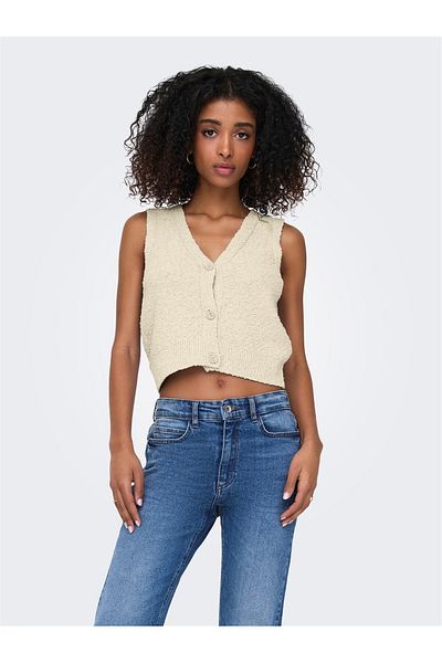 ONLY Onlalvilda Sl Waistcoat Cc Knt Women's Beige Sweater - O15339653