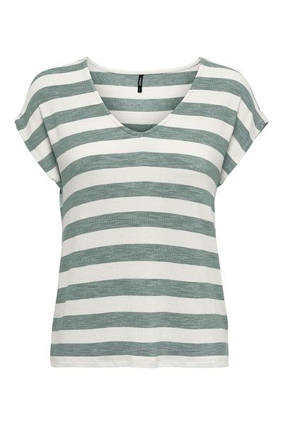 ONLY ONLLIRA LIFE S/S V-NECK TOP JRS NOOS Γυναικεία πράσινη μπλούζα - 15252103