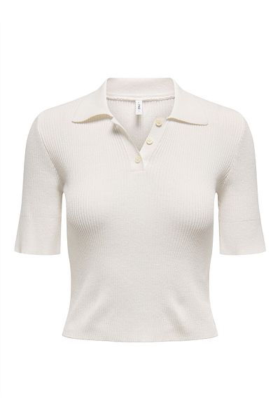 ONLY Onlelectra Life Ss Polo Neck Knt Women's White Sweater - O15341689