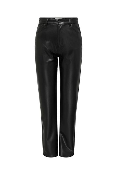 ONLY Onlriver-Star Hw Str Faux Leat Pant Pnt Women's Black Trousers - 15302649