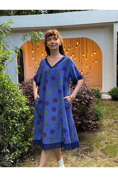 Butik Esra Kandemir Summer Washable Fabric Cotton Large Size Dress