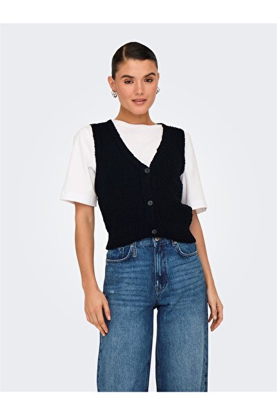 ONLY Onlalvilda Sl Waistcoat Cc Knt Women's Black Sweater - O15339653