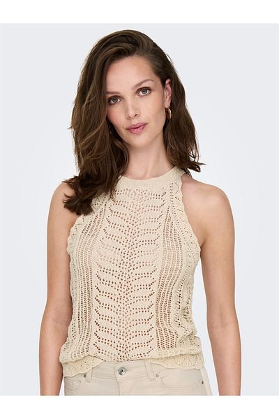 ONLY Onlerin Life Sl Top Knt Women's Beige Sweater - O15341573