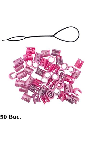 ZLBoutique Set of 50 Pink Hair Rings Applicator, 1cm X 0.6cm, Hair Accessories, Hair Decorations, Hair Earring
