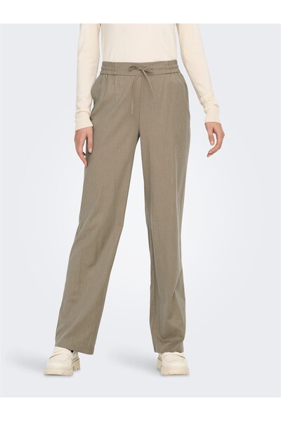 ONLY Onlkazo Hw Pull-Up Pinst Str Pant Tlr Women Beige Trousers - O15341218
