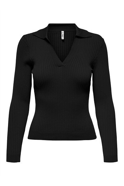 ONLY Onlnima Life Ls Polo Pullover Cc Knt Women's Black Sweater - 15344231