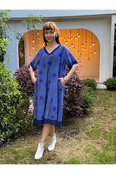 Butik Esra Kandemir Summer Washable Fabric Cotton Large Size Dress