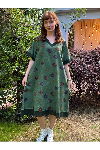 Butik Esra Kandemir Summer Washable Fabric Cotton Large Size Dress