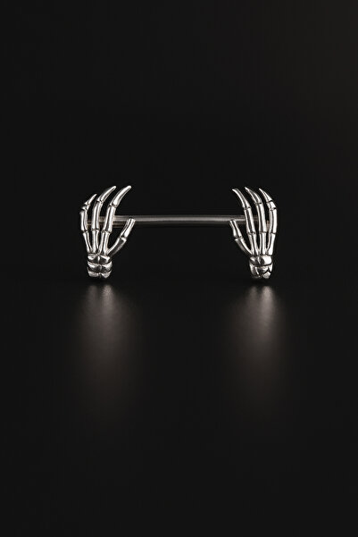 depozoom İskelet El Çelik Göğsün Uçu (Nipple) Piercing