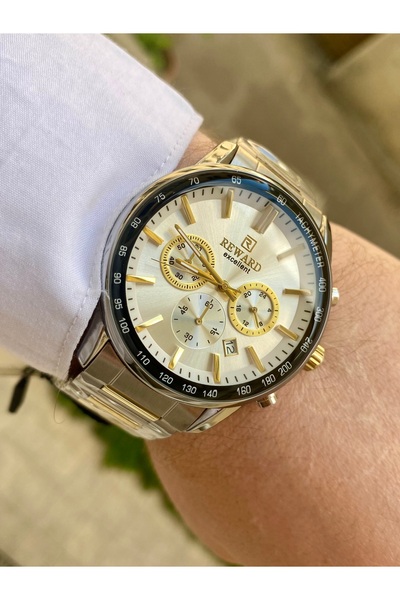 Reward Men's Wrist Watch Waterproof Silver Color Steel Cord Bracelet Gift