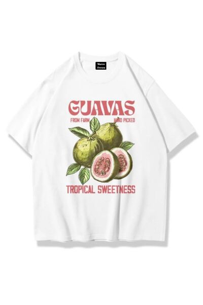 Marco Fresco Unisex Guavas Oversize Λευκό Tshirt