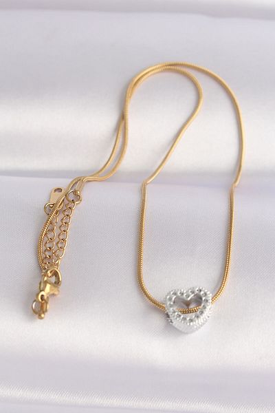 Skygo 316L Steel Chain Gold Color Chain Silver Color Necklace with Heart Design - Tj-Bko8609