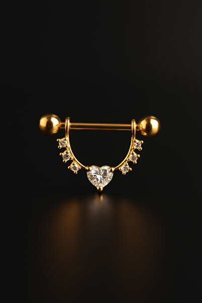 depozoom Kalp Çelik Göğsün Uçu (Nipple) Piercing
