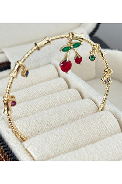 mibrillo Taşlı Kiraz Charm Bileklik