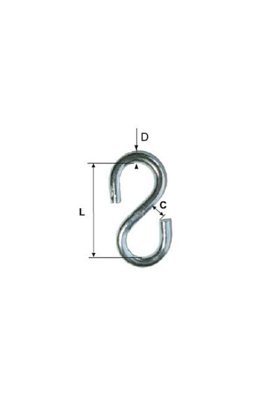 MK Carlig Zincat Fara Inel 6Mm / 7X50Mm