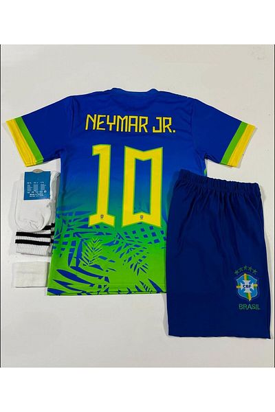 Lion Spor Brazil 2024/25 New Season Neymar Jr Kids Concept Jersey Set of 4 (Blue-Green)