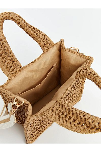 LC Waikiki Women's Straw Shoulder Bag with Adjustable Strap