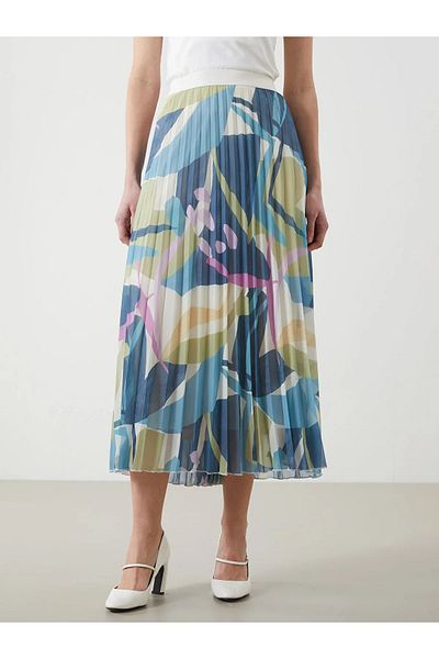 LC Waikiki Fustă plisată pentru femei din șifon cu model, cu talie elastică