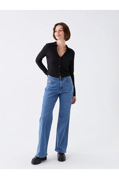 LC Waikiki High Waist Wideleg Women's Jean Trousers