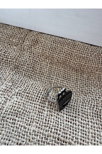 Herşey Nota Black Piano Ring with Cat Figure |   Adjustable Zamak Plated Women's Jewelry