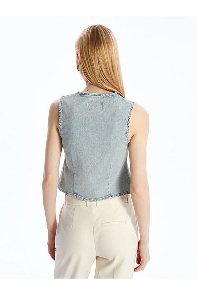 LC Waikiki V-Neck Women's Jean Vest