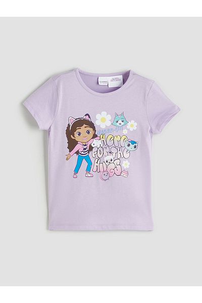 LC Waikiki Lilac Crew Neck Gabby’S Dollhouse Printed Girl's Capri Pajamas Set