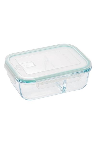 SyaMAG Caserola Sticla Compartimentata, Dreptunghiulara, Capacitate 1L, Transparent