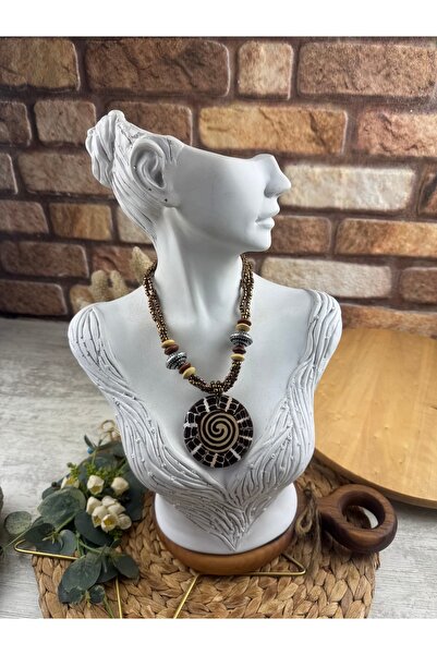 SEDEF TAKI Madalyon taş kolye