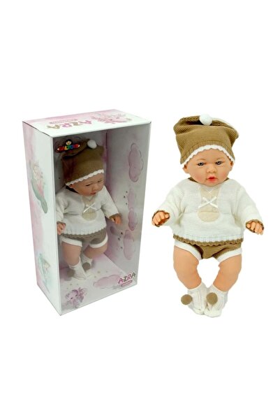 FELİTE AZRA NEWBORN KAHVE-BEJ TRİKO ELBİSELİ BEBEK Gerçek Yüzlü Elbiseli Azra...