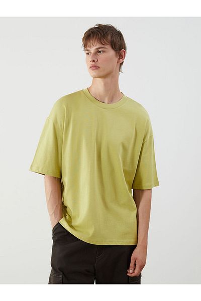 LC Waikiki Xside Green Crew Neck Combed Cotton Men's T-Shirt