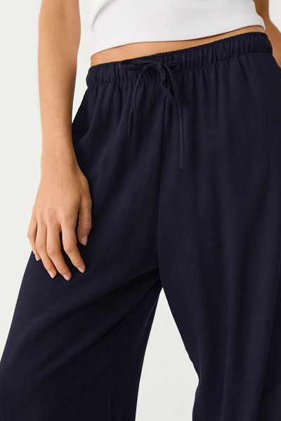 VODENS Linen Blended Loose Fitting Navy Blue Trousers