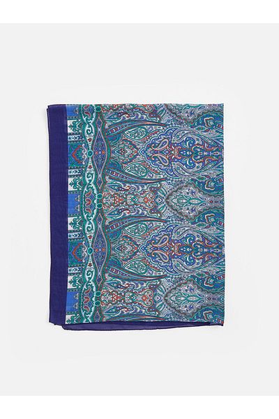 LC Waikiki Blue Ethnic Patterned Women's Shawl