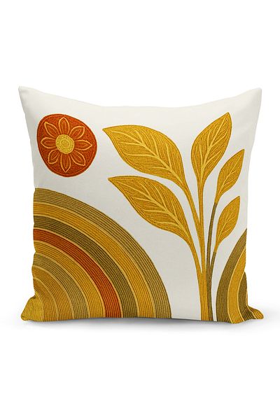 Bertille Home Husă de pernă imprimată digitală pe două părți (aspect de model de broderie Punch/Punch)