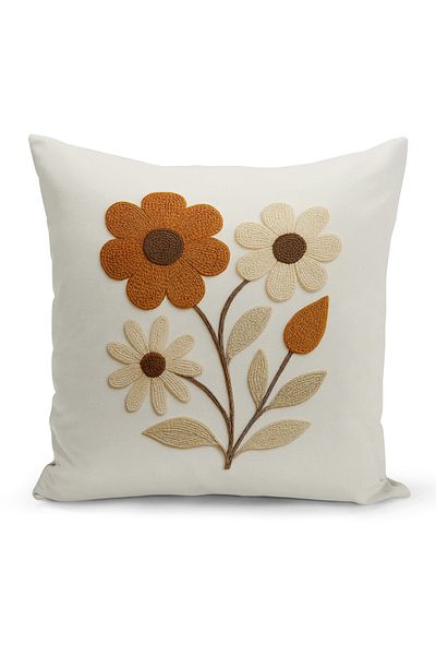 Bertille Home Husă de pernă imprimată digitală pe două părți (aspect de model de broderie Punch/Punch)