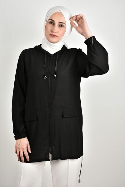 moda caddesi Hooded Zippered Hijab Cap Tunic