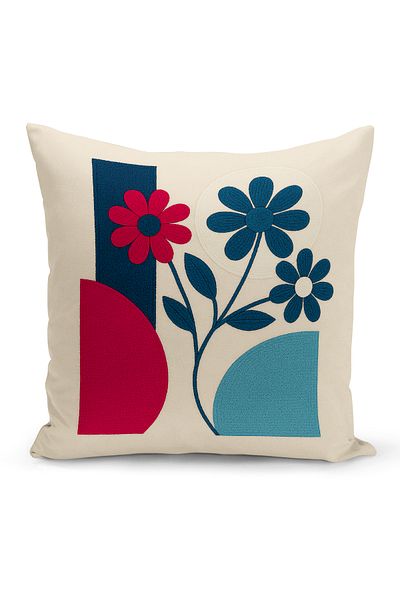 Bertille Home Husă de pernă imprimată digitală pe două părți (aspect de model de broderie Punch/Punch)