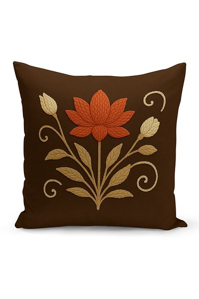 Bertille Home Husă de pernă imprimată digitală pe două părți (aspect de model de broderie Punch/Punch)